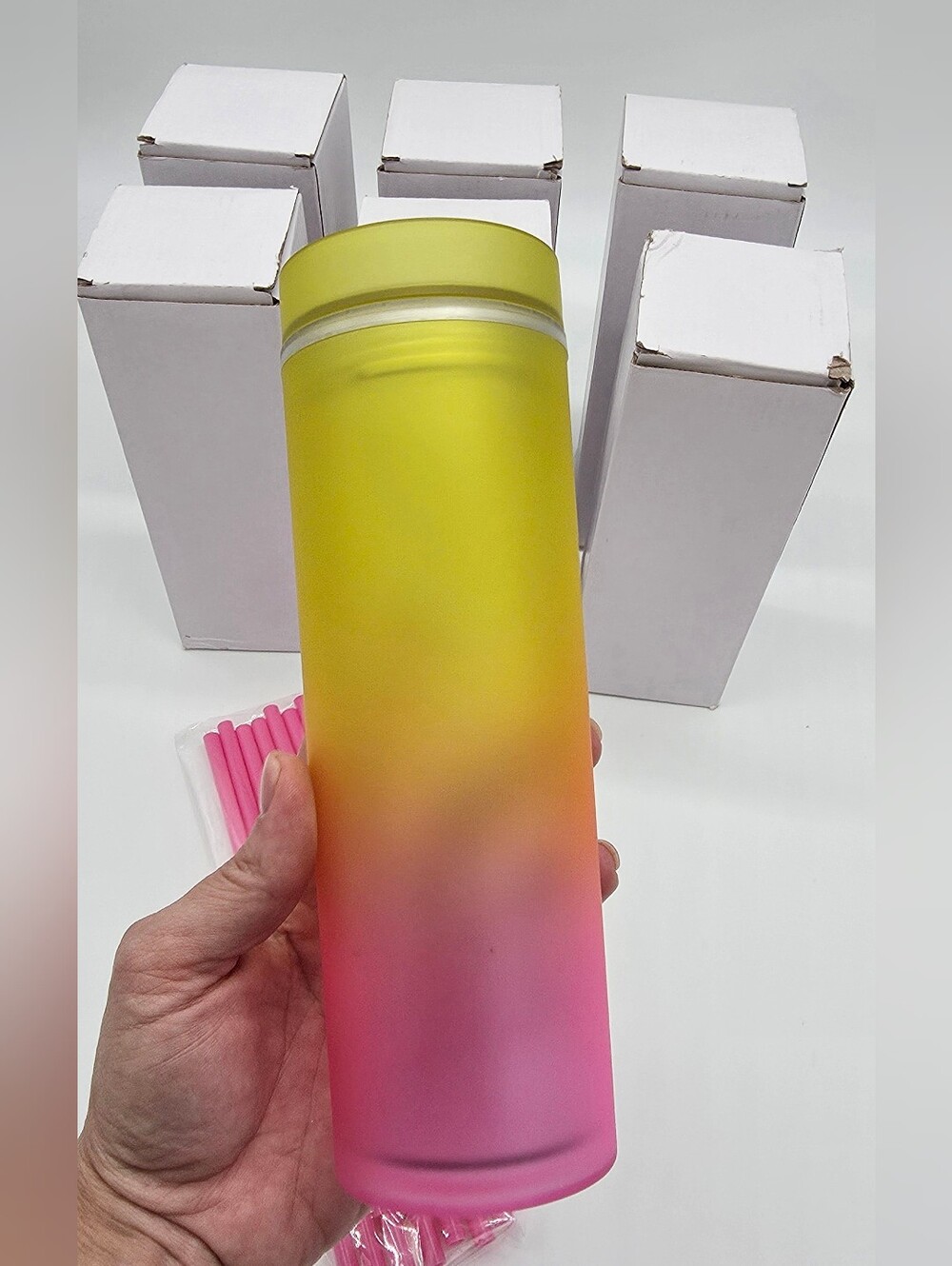 Gradient Yellow to Pink Frosted Party Tumbler - Unbranded